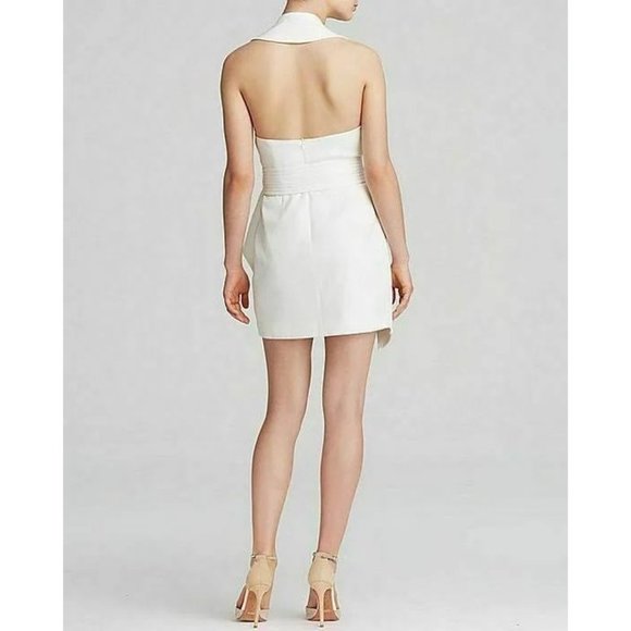 Cameo Wrap It Up Womens Halter Mini Dress Ivory Belted Faux Wrap size Small - Picture 2 of 16